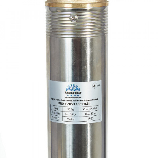 Насос погружной центробежный скважинный устойчив к песку Vitals Aqua PRO 3-20SD 1851-0.8r