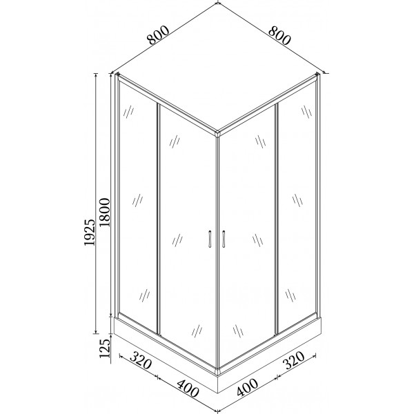 Душова кабіна квадратна NER L90TB.Line (L90B.Line) BRAVO (2уп.)