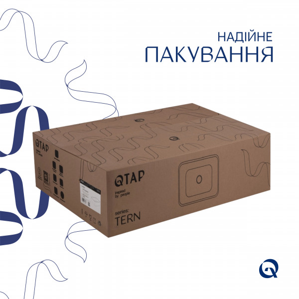 Комплект Qtap Tern: Раковина накладна прамокутна 480х370х135 мм White + Донний клапан PU02