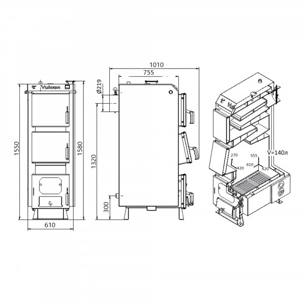 Котел твердопаливний сталевий Thermo Alliance Vulcan V 4.0 SF 40