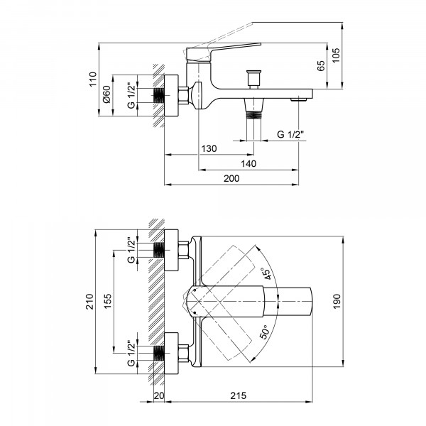 Змішувач для ванни Qtap Slavonice QTSLV3042103DC Chrome