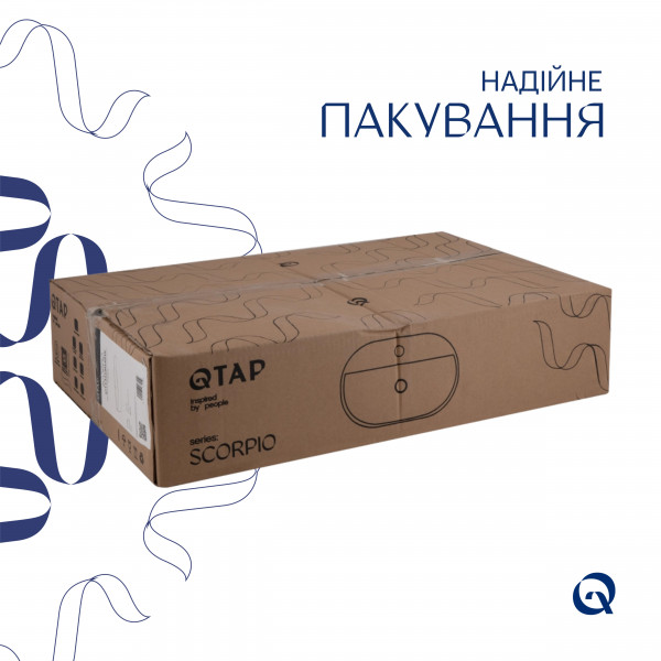 Комплект Qtap Scorpio: Раковина накладна овальна 600х400х120 мм White + Донний клапан PU02
