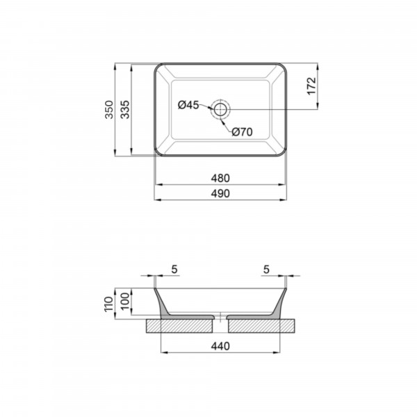 Раковина-чаша Qtap Virgo 490х350х110 White QT18112261WN
