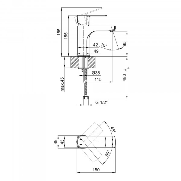 Змішувач для раковини Qtap Lipno QTLIPNO1023101CB Black Matt