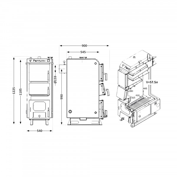 Котел твердопаливний сталевий Thermo Alliance Ferrum Plus V 5.0 FSF+ 14