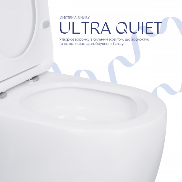 Унітаз-компакт Qtap Robin Ultra Quiet безободковий з сидінням Soft-close QT13226089AW