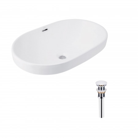 Комплект Qtap Leo: Раковина врізна овальна 590x400x170 мм White + Донний клапан PU02O