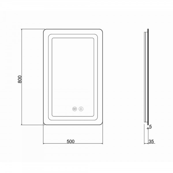 Дзеркало Qtap Mideya (DC-F911) 500х800 з LED-підсвічуванням Touch, з антизапотіванням, димером, рег. яскравості QT2078F911W