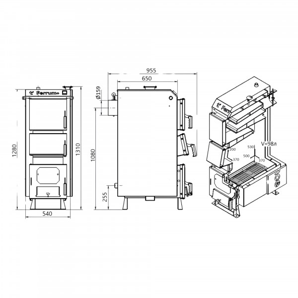 Котел твердотопливный стальной Thermo Alliance Ferrum Plus V 4.0 FSF+ 26