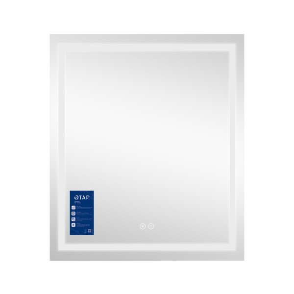 Дзеркало Qtap Mideya 700х800 з LED-підсвічуванням Touch, з антизапотіванням, димером, рег. яскравості QT2078DCF7080W