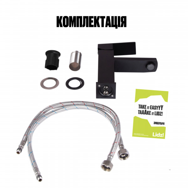 Смеситель для раковины Lidz Kubis 001F (k35) LDKUB001FBLA43376 Black