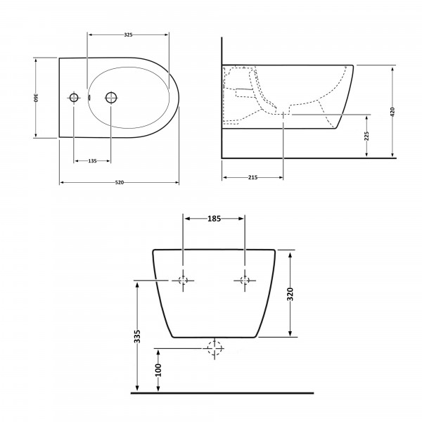 Біде підвісне Qtap Jay 520х360х320 White QT07555376W