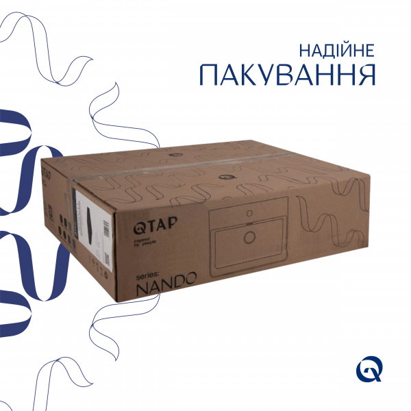 Комплект Qtap Nando LT: Раковина підвісна прамокутна 500х420х130 мм Matt Black + Донний клапан PU03O