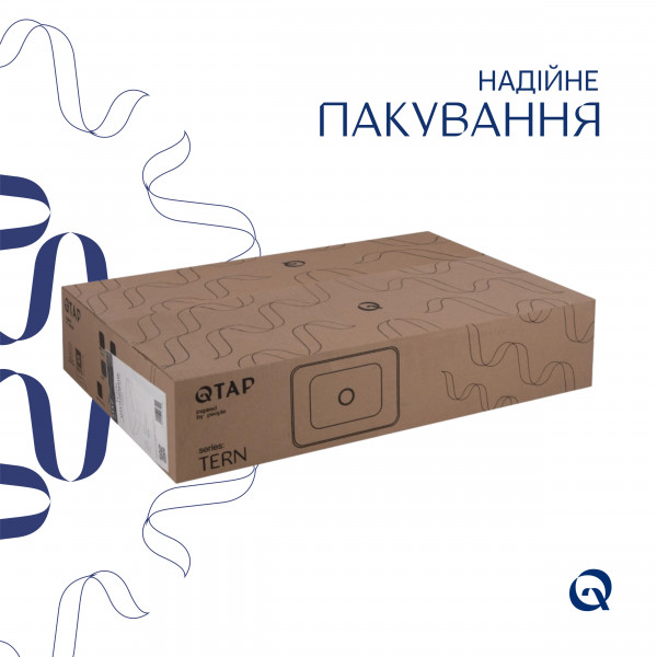 Комплект Qtap Tern: Раковина накладна прамокутна 600x400x110 мм WHITE + Донний клапан PU02