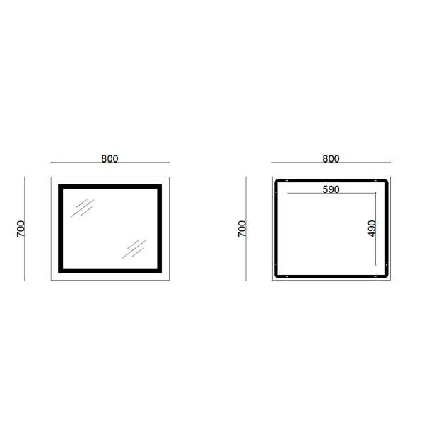 Зеркало Lidz Kubis 700х800 с LED-подсветкой Touch, с антизапотеванием, с диммером, рег. яркости Reverse LD78LF9048070