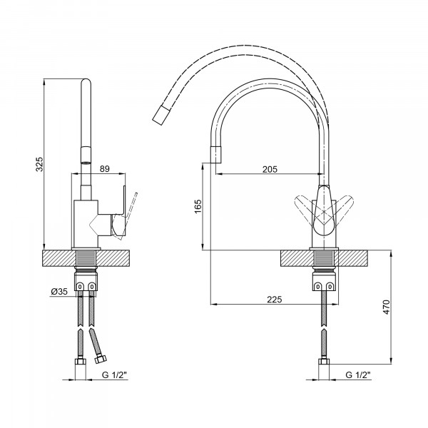 Змішувач для кухні Lidz Vida 015F3 з гнучким виливом (k35) LDVID015F3WHI43357 White / Nickel