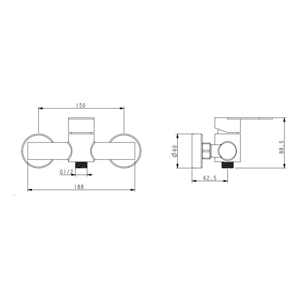 Змішувач для душу Lidz Luna 010 (з душовим гарнітуром) (k35) LDLUN010NKS46095 Nickel