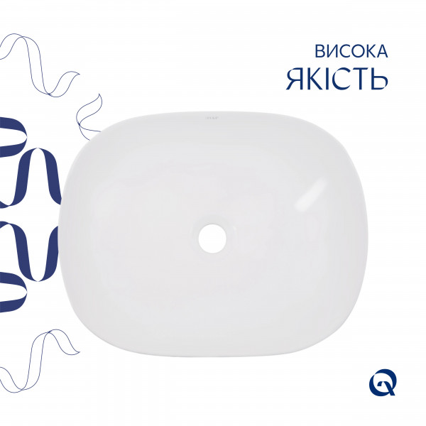 Комплект Qtap Aquarius: Раковина накладна прамокутна 470x380x120 мм White + Донний клапан PU02