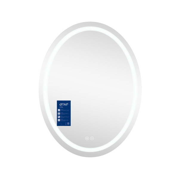 Дзеркало Qtap Mideya (DC-F801) 600х800 з LED-підсвічуванням Touch, з антизапотіванням, димером, рег. яскравості QT2078F801W