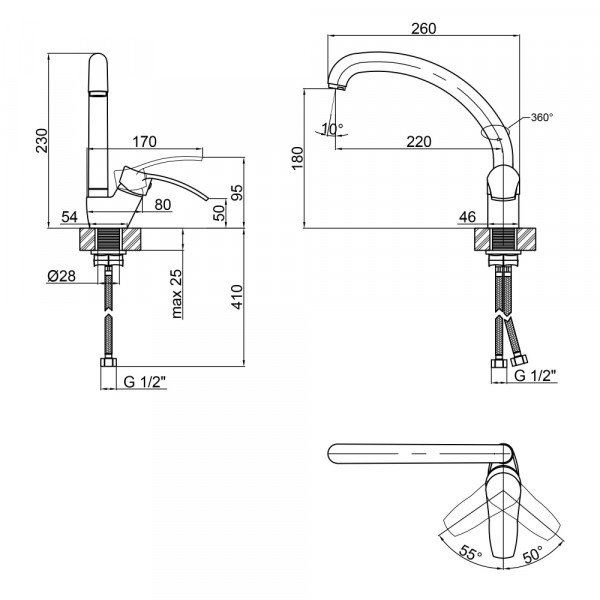 Змішувач для кухні Lidz Anny 008F (k40) LDANN008FCRM35123 Chrome