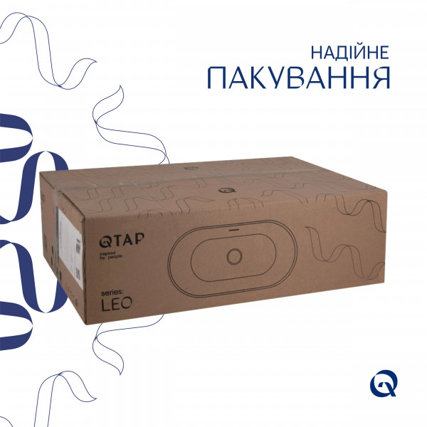 Комплект Qtap Leo: Раковина врізна овальна 590x400x170 мм White + Донний клапан PU02O