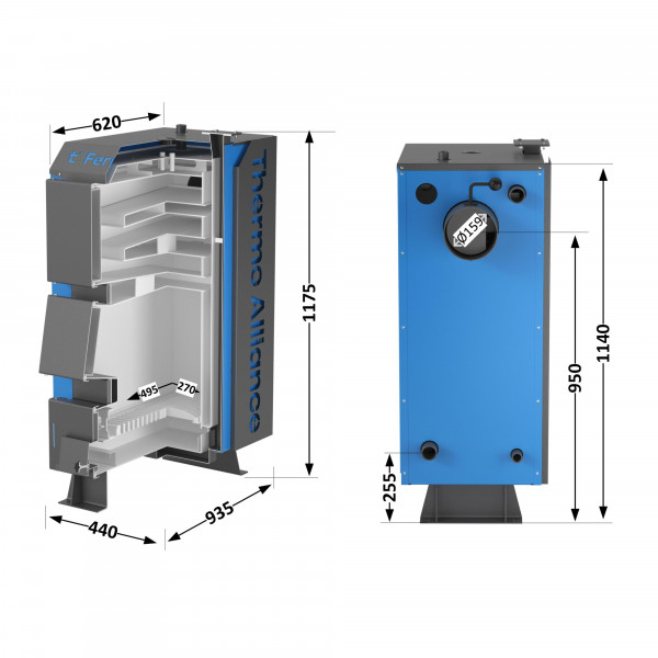 Котел твердопаливний сталевий Thermo Alliance Ferrum V 4.0 FSF 16