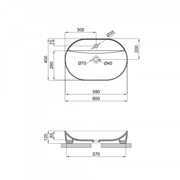 Раковина-чаша Qtap Scorpio 600х400х120 Matt black QT142203MBMBN