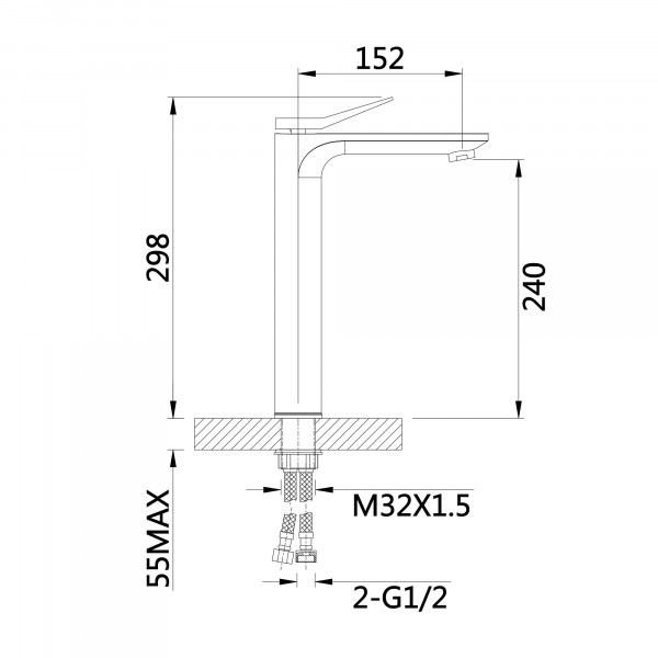 Змішувач для раковини Qtap Presto високий QTPRE269CRW45577 Chrome/White