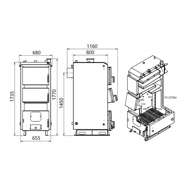 Котел твердотопливный стальной Thermo Alliance Vulcan Plus V 5.0 VPSFW 50