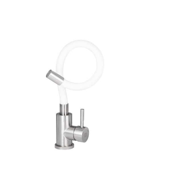Змішувач для кухні Lidz Aria 015F3 з гнучким виливом (k35) LDARI015F3WHI43362 White / Nickel