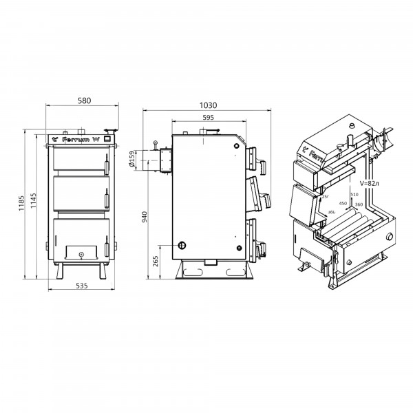 Котел твердопаливний сталевий Thermo Alliance Ferrum W V 5.0 FW 18
