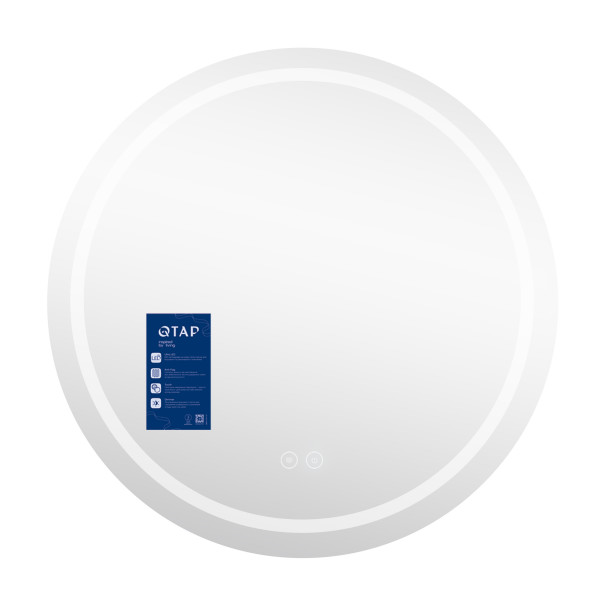 Дзеркало Qtap Mideya R800 з LED-підсвічуванням Touch, з антизапотіванням, димером, рег. яскравості QT2078NCR8080W
