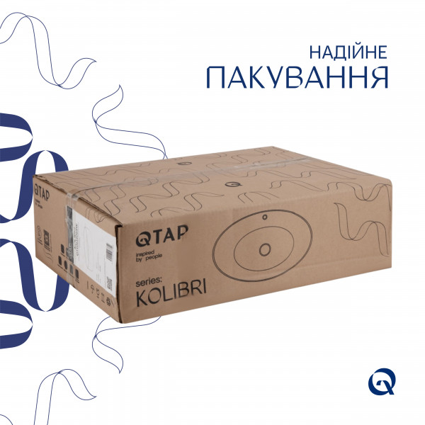 Комплект Qtap Kolibri: Раковина накладна овальна 500x360x140 мм White + Донний клапан PU02