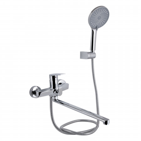 Смеситель для ванны Qtap Stenava New с поворотным изливом (c душевым гарнитуром) QTSTE2601CRM45536 Chrome