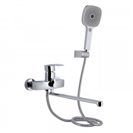 Смеситель для ванны Qtap Swan Eco с длинным поворотным изливом (c душевым гарнитуром) QTSWA2601CRM45533 Chrome