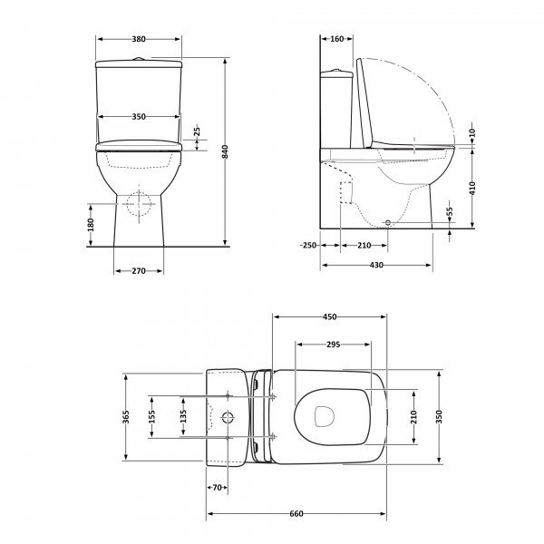 Унітаз-компакт Qtap Kalao безобідковий з сідінням Soft-close QT08221213AW