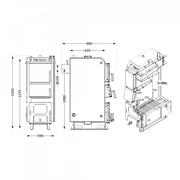 Котел твердопаливний сталевий Thermo Alliance Ferrum Plus V 5.0 FSF+ 26