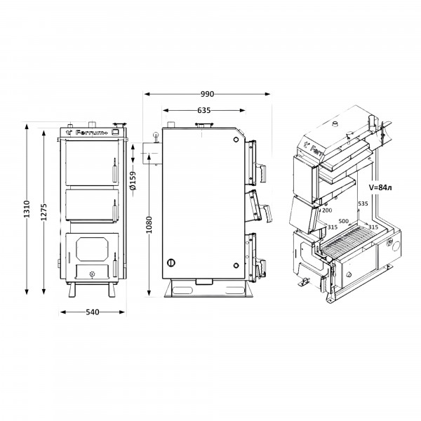 Котел твердопаливний сталевий Thermo Alliance Ferrum Plus V 5.0 FSF+ 20