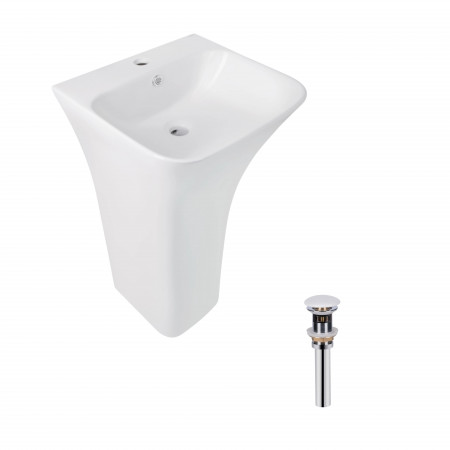 Комплект Qtap Crow: Раковина напольная моноблок 445x420x840 мм White + Донный клапан PU02O
