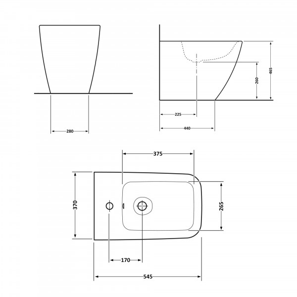 Біде підлогове Qtap Crow 545х360х410 White QT05443370W