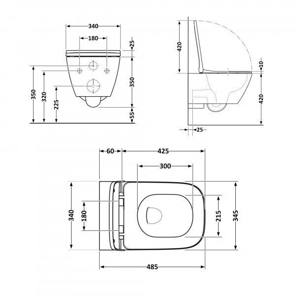 Унітаз підвісний Qtap Crow безобідковий з сідінням Soft-close QT05335171W