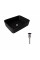Комплект Qtap Tern: Раковина накладна прамокутна 480х370х135 мм Matt Black + Донний клапан PU03