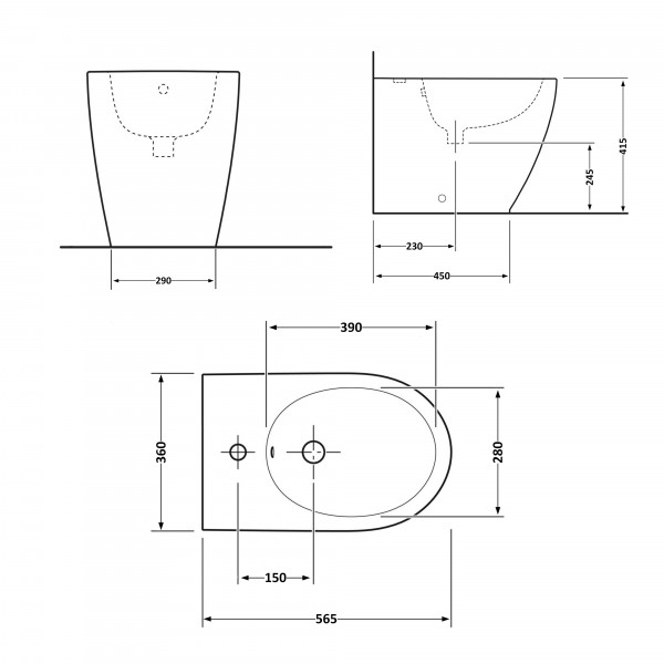 Біде підлогове Qtap Scorpio 565x355x410 White QT14441380W