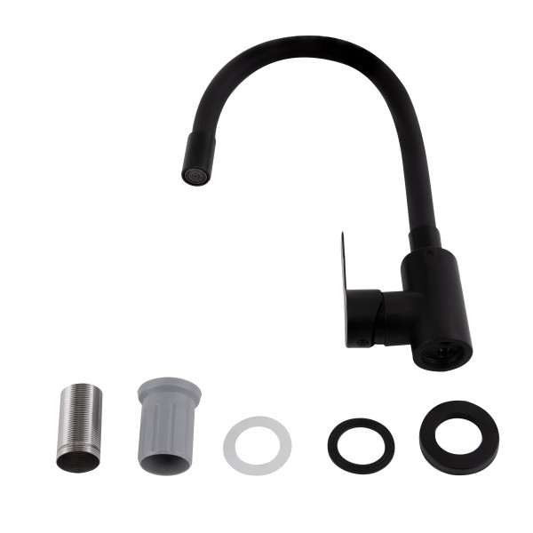 Смеситель для кухни Brinex Pure 015F3 с гибким изливом   Black Matt BRIPUR015F3BLM
