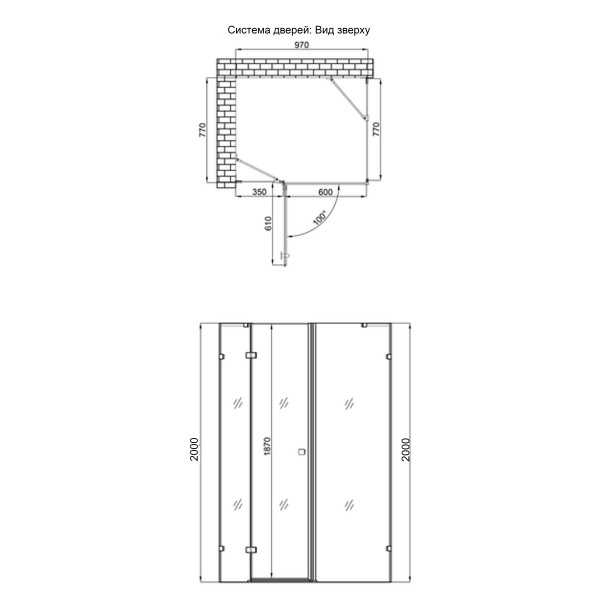 Душова кабіна Qtap Capricorn CRM1018RC6 100х80 см, скло Clear 6 мм, CalcLess, без піддона