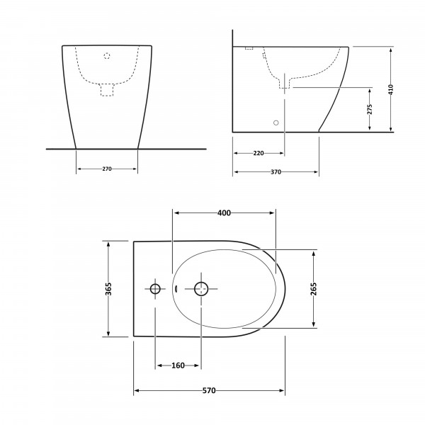 Біде підлогове Qtap Robin 565x360x405 Matt black QT13442141CMB