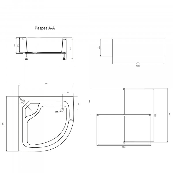 Душовий піддон Lidz KAPIELKA ST90x90x41