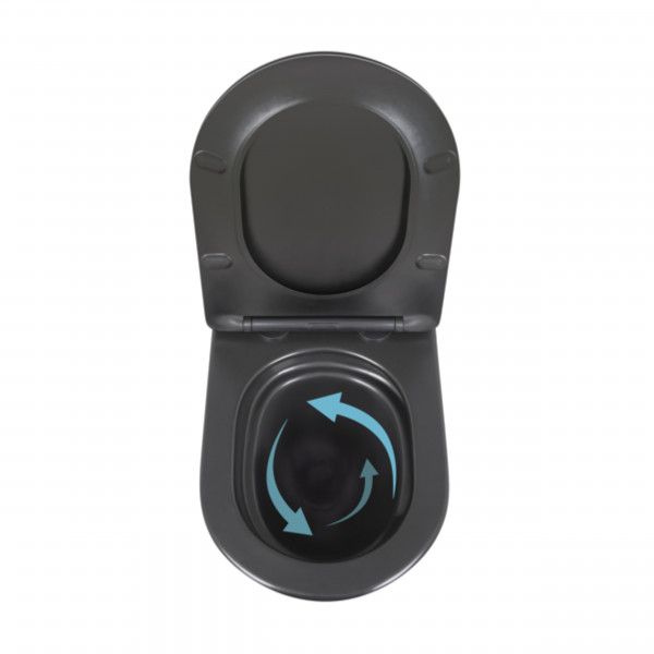 Унітаз підвісний Qtap Robin New Ultra Quiet безобідковий з сидінням Soft-close MATT BLACK QT13332381АSMB