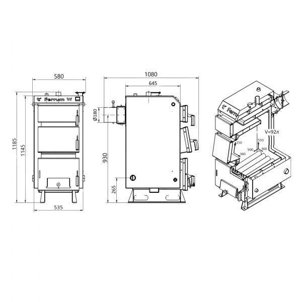 Котел твердотопливный стальной Thermo Alliance Ferrum W V 5.0 FW 22