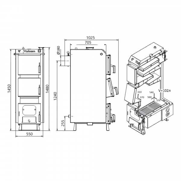 Котел твердопаливний сталевий Thermo Alliance Vulcan V 4.0 SF 27